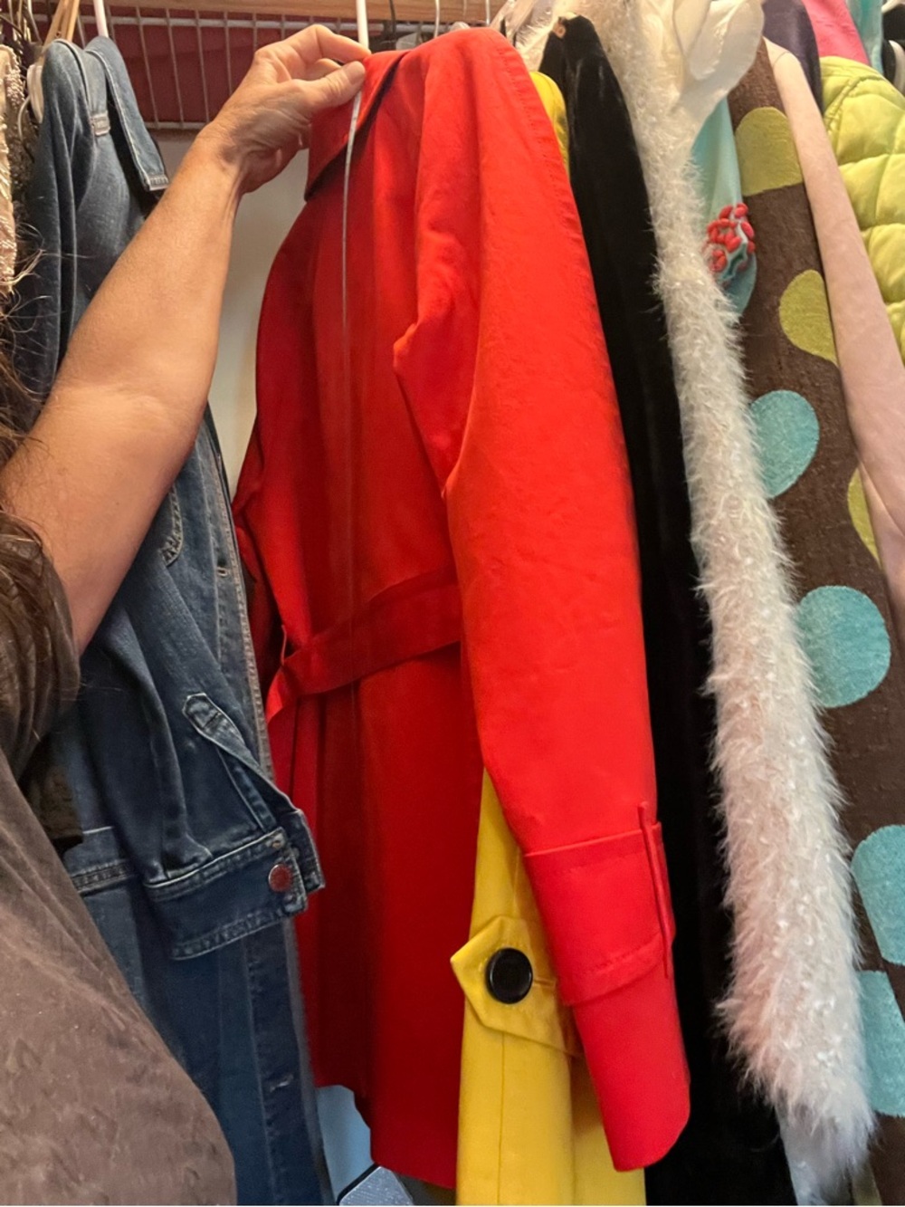 Coach Vivid Red Double-Breasted Trench Coat - Picture 4 of 6
